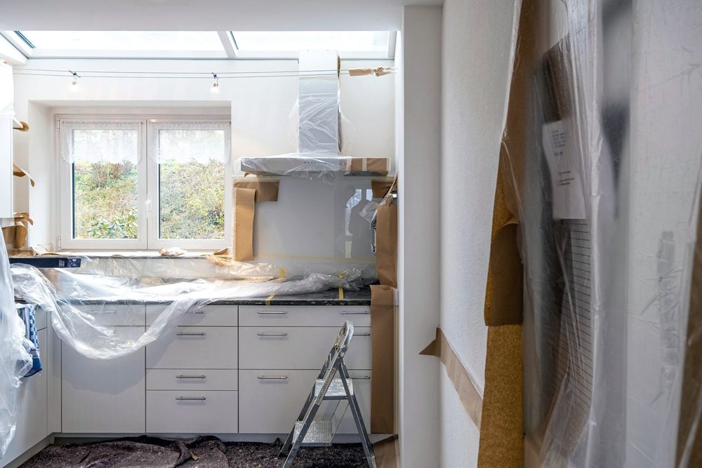 A kitchen midway through renovation